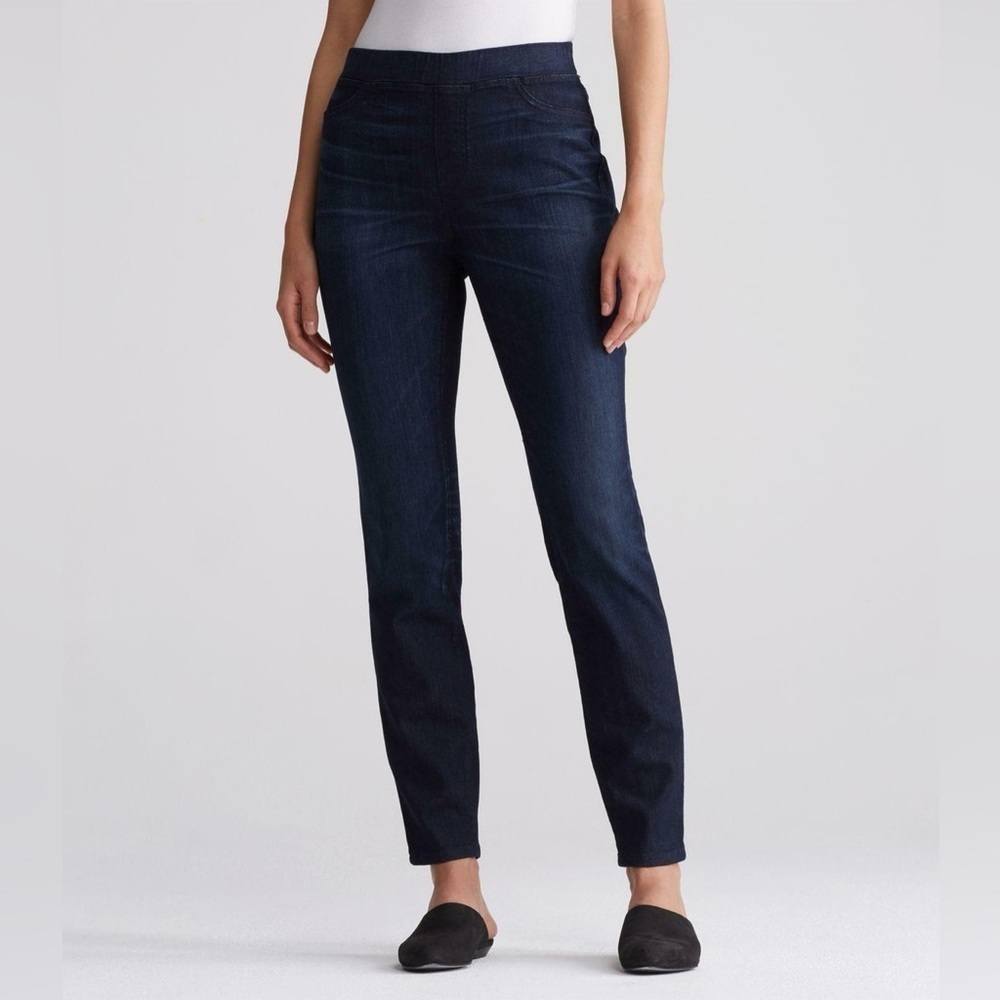Eileen Fisher Women's Dark Blue Pull On Denim Jeggings / Leggings Sz XS